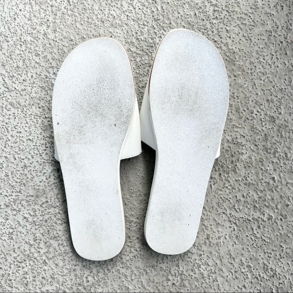 JAMES SMITH Off Duty Leather Open Toe Slide Sandals in White - Picture 6 of 6